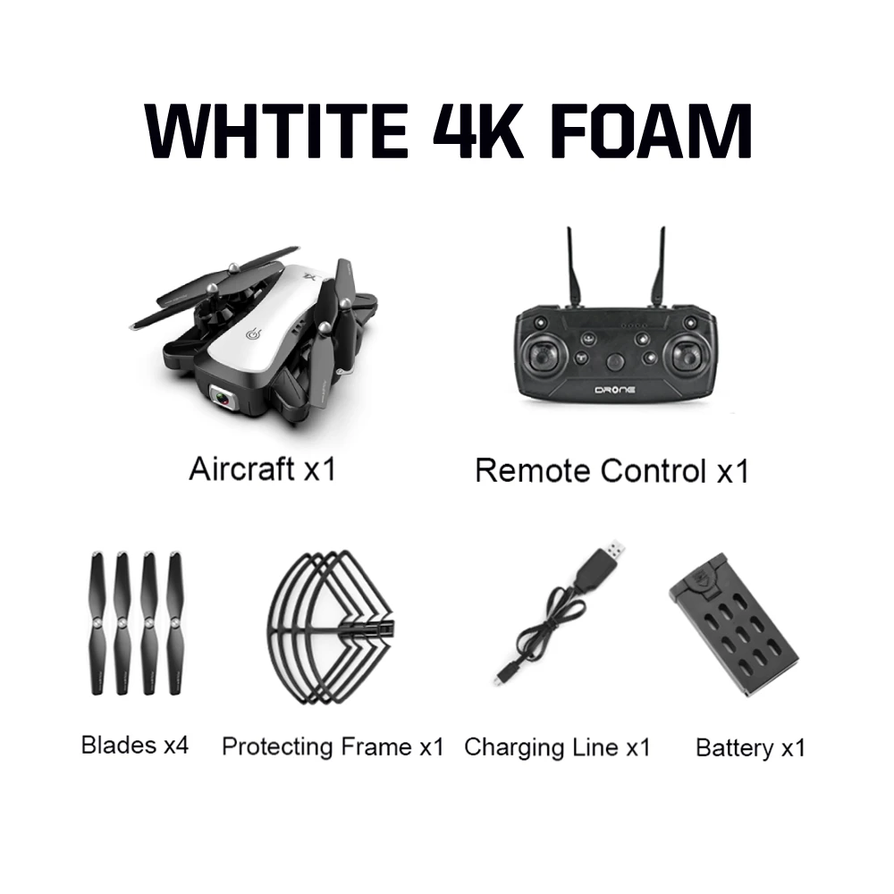 white 4k Foam S36 Дрон 4K HD ESC широкоугольная двойная камера wifi FPV складной оптический поток селфи дроны Профессиональный Следуйте за мной RC Квадрокоптер - Цвет: white 4k Foam