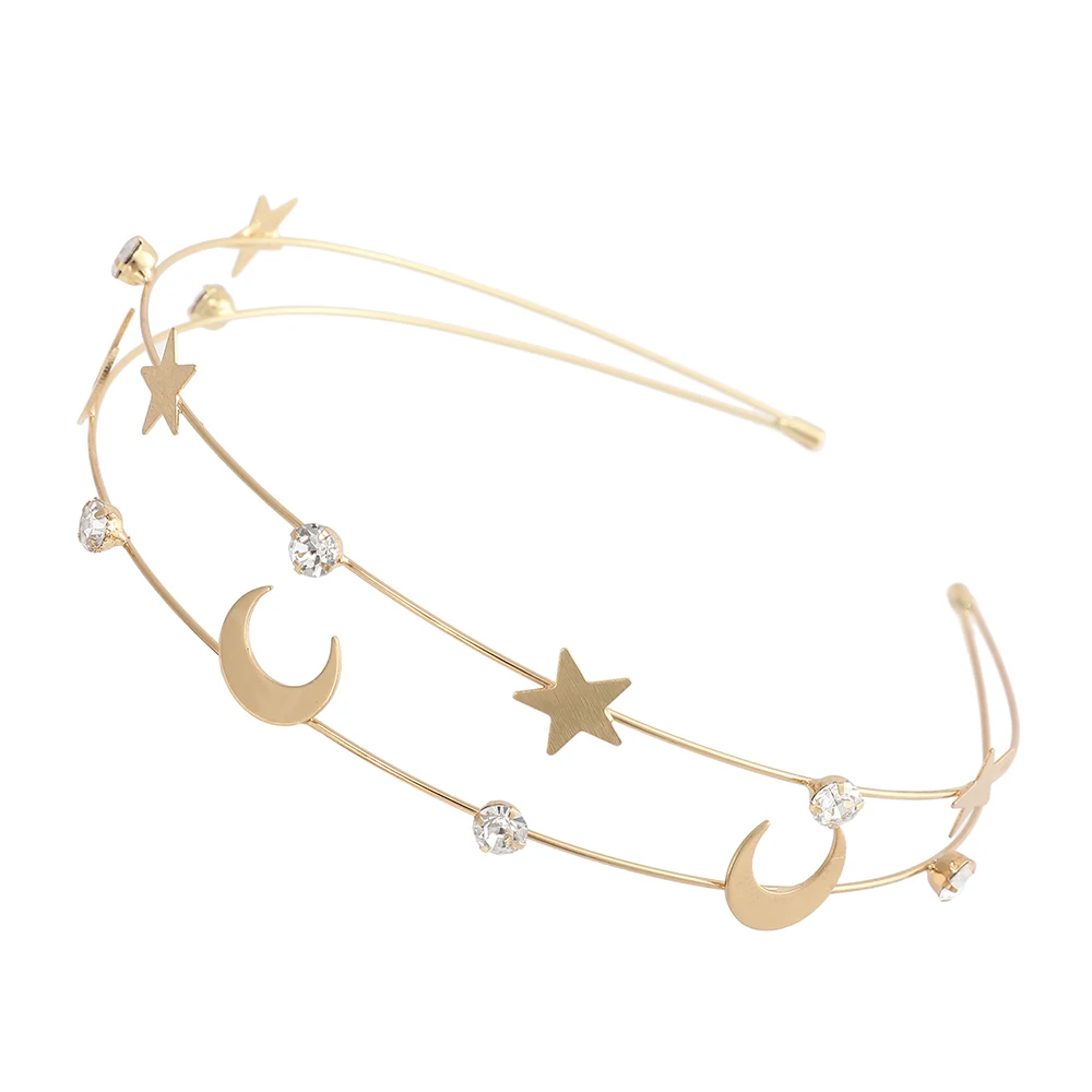 MOLANS Crystal Headband For Women Butterfly Double Hairband Moon Star Inlaid Rhinestone Hair Bands Hair Accessories