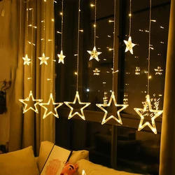 Christmas 2.5M Fairy Star Led Curtain String Lights 100-240V Xmas Garland String Lights For Home Wedding Party Holiday Dec