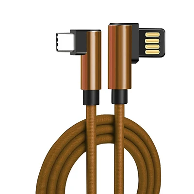 Type C USB 2.4A 2A Быстрый зарядный кабель Usb 90 градусов L type-c шнур данных зарядное устройство USB-c для samsung Xiaomi huawei p20 p30 mate20 - Цвет: Gold