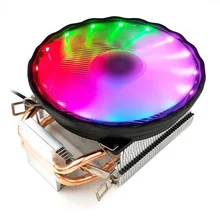 2 тепловыми вентилятор RGB 12В прочный Медь Процессор охладитель светодиодный настольный компьютер бесшумные 3 Pin Вентилятор охлаждения радиатора для LGA 1155/1151 AMD