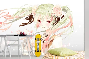 

[Self-Adhesive] 3D Hatsune Miku 718 Japan Anime Wall Paper mural Wall Print Decal Wall Murals Belly