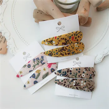 

1 Pair Vintage Chinese Style Fashion Floral Fabric BB Clip Hair Accessories Personality Simple Girl Women's Hairpins Headdress