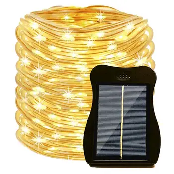 

10M 100 LED Solar Powered Rope Tube String Lights with Clip Waterproof Outoor Garden Fence Party Wedding Christmas Light