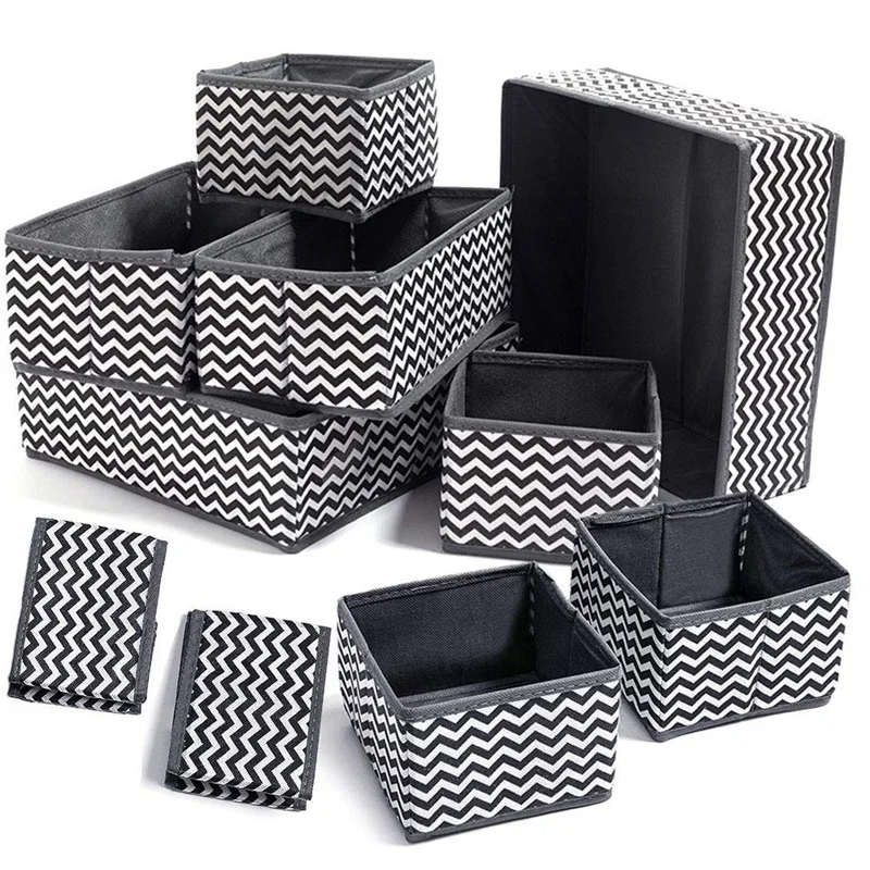 

A Set of 10 Dresser Drawer Storage Boxes, Fabric Wardrobe Storage Boxes for Cabinets, Drawer Inserts, Collapsible Storage Boxes,