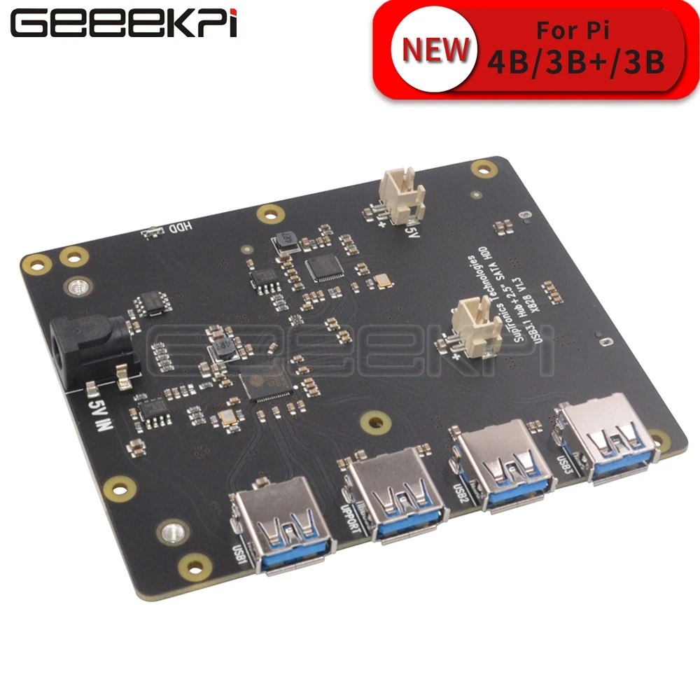 GeeekPi Raspberry X828 Штабелируемая 2 5 &quotSATA HDD/SSD Плата расширения USB3.0 Hub для Pi 4 B/3B +/3B/2B/1B +|Аксессуары демонстрационных