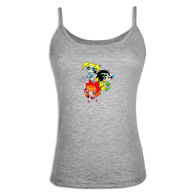 jfSingletS1268G Powerpuff, для девочек, цветочные пузыри, бабочки, топы, Белоснежка, Алиса, Рапунцель, женский сексуальный жилет, майка, хлопок, на бретелях, топы, подарок - Цвет: jfSingletS1268G