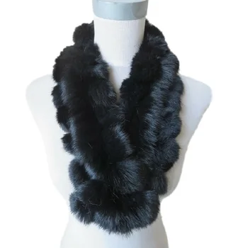 

Real 100% Rabbit Fur Scraves Women's Winter Warm Neckerchief Handmade Fluffy Soft Black Grey Brown