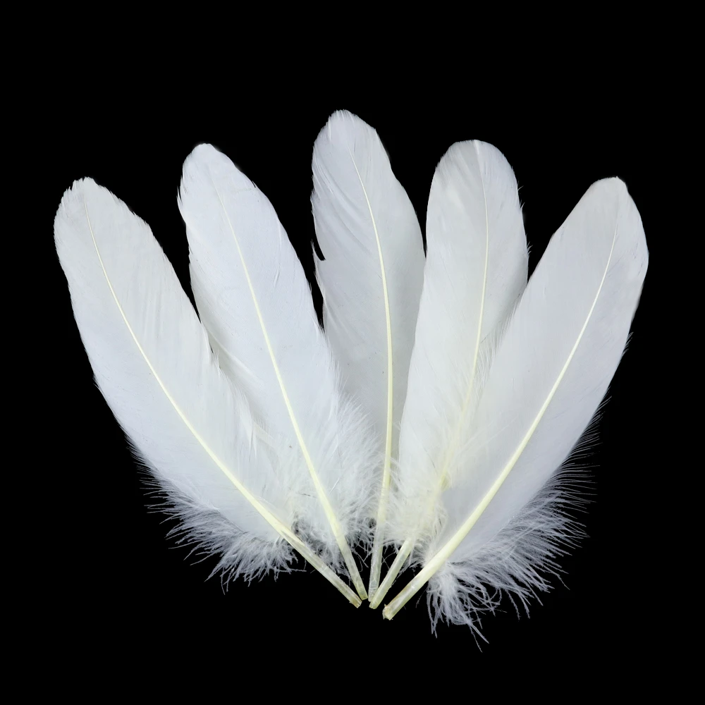 Белых натуральных гусиных перьев 5-7 дюймов/13-18 см для рукоделия Свадебные вечерние украшения для дома - Color: beige