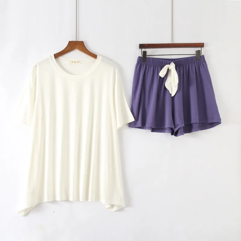 

Женский комплект из футболки и брюк с коротким рукавом, повседневная женская домашняя одежда, повседневная Свободная Домашняя одежда из модала, женская пижама, одежда для сна