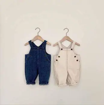 

2020 New Girls Boys Denim Overalls Spring Fashion Kids Long Pants 1-7 Years PP717