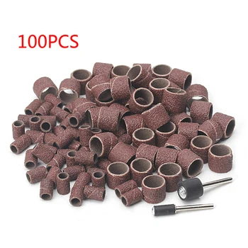 

100 Pcs 1/2" and 1/4" Sanding Band Sleeves Drum Kit Sandpaper Rubber 2 Mandrels Drop Ship Support