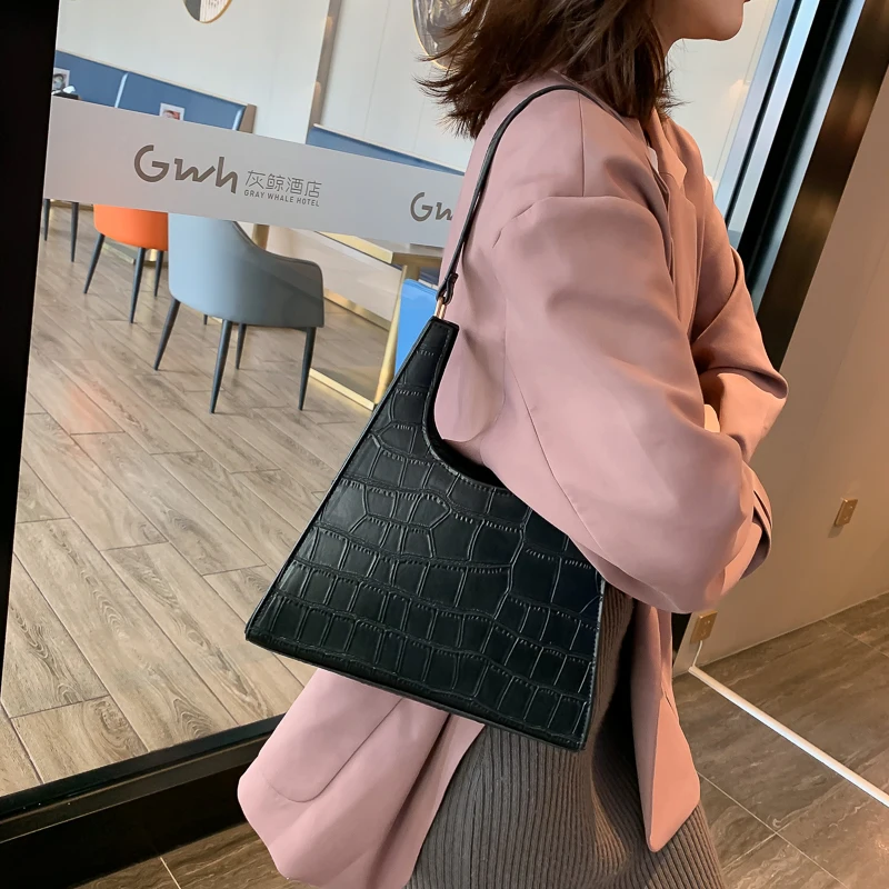 

2020 Fashion New High quality Leather Women's Designer Luxury Handbag Handbags Crocodile pattern Shoulder Messenger Bag Capacity