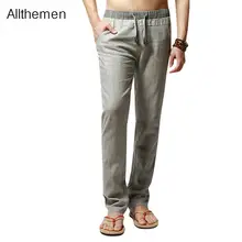 Allthemen мужские хлопковые льняные летние брюки для бега