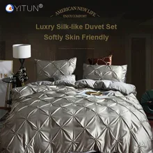 Yitun пододеяльник наборы шелкообразных постельных принадлежностей серое Плиссированное одеяло с оборками Комплект постельного белья s queen 1 Pintuck 2 наволочки