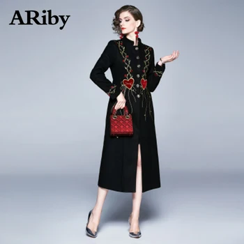 

ARiby Fashion Embroidered Jacket Dress 2019 New Stand Collar Retro High-end Heavy Industry Embroidered Slim Fashion Thin Jacket