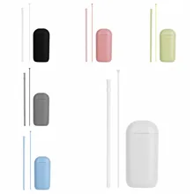 Складная Силиконовая трубочка Складные Многоразовые питьевой соломы с переносной чехол и Чистящая Щетка для путешествий Офис напитки