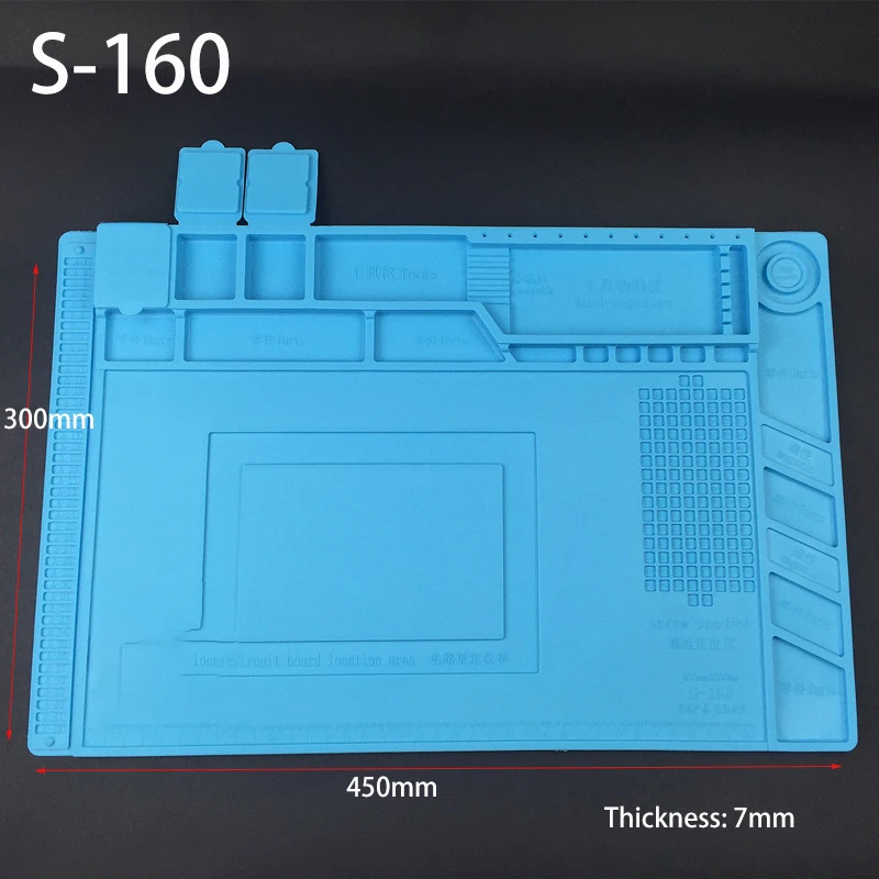 Теплоизоляционный силиконовый рабочий коврик термостойкая паяльная станция Ремонт изолятора колодки обслуживания платформы магнитная подушка - Цвет: S-160