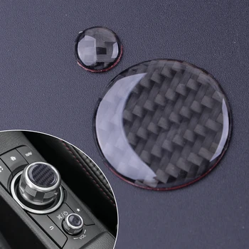 

beler Carbon Fiber Texture Volume Knob Button Cover Trim ABS Fit for Mazda3 CX-3 MX-5 MX5 M3