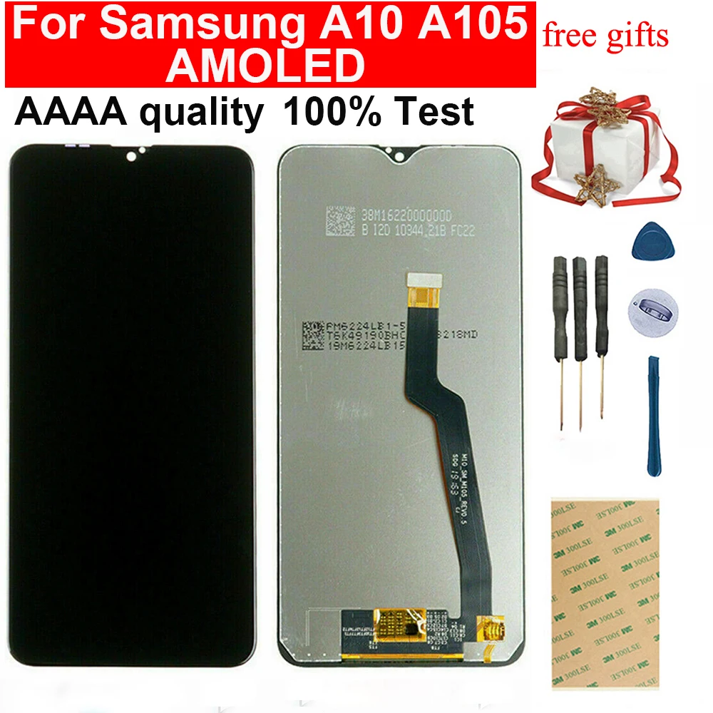 

AMOLED For Samsung Galaxy A10 A105 A105F SM-A105F LCD Touch Screen Replacement Digitizer Assembly 6.2 INCH A10 A105 LCD Display