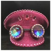 Стимпанк подлинный женский розовый шлем полиции с металлическими классами наружная шляпа для выступлений военная шляпа 3 размера