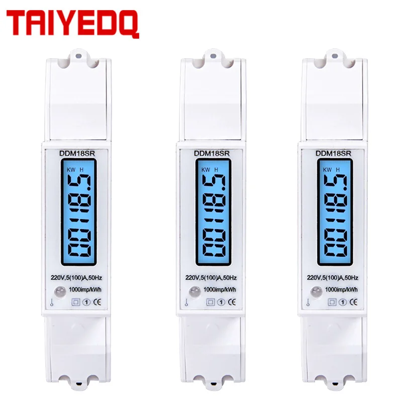 DIN Rail Single-phase electric meter AC 220V micro LCD multi-function Digital Voltmeter Ammeter Wattmeter MODBUS communication |
