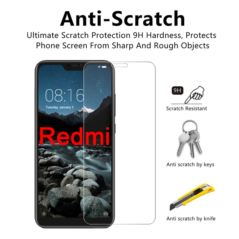 Toughed Protective Glass for Xiaomi Redmi 7 K20 6 Pro 5 Plus Phone Screen Protector for Redmi 7A 6A 5A 4A 4X Tempered Glass