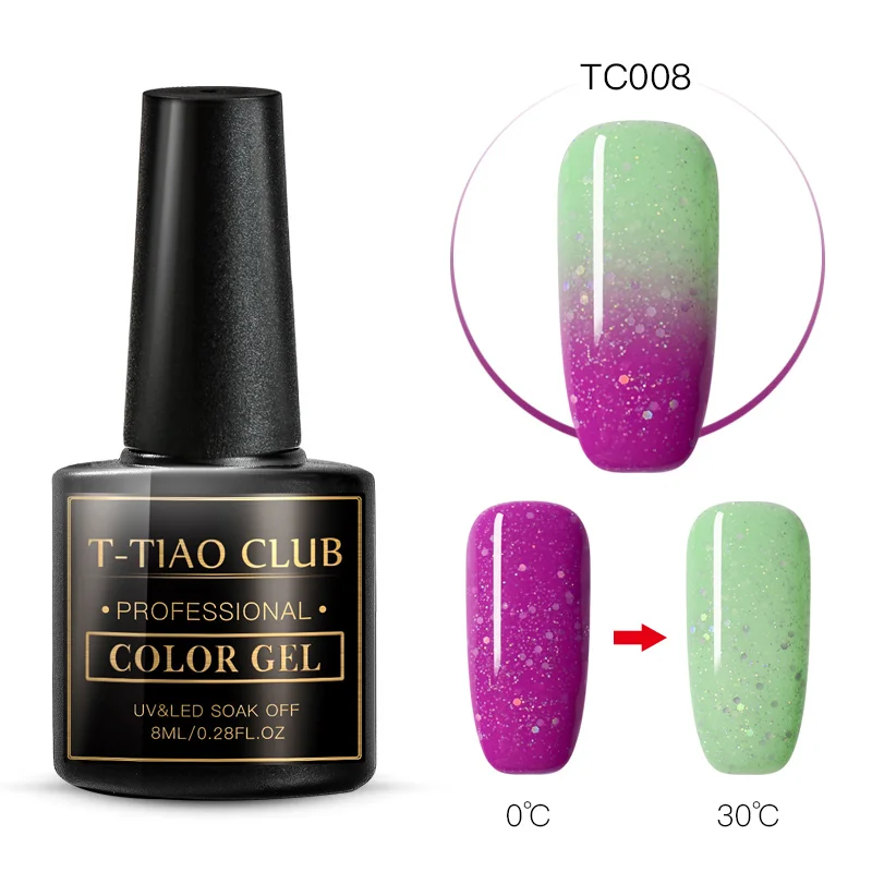 T-TIAO CLUB 8 мл термальный меняющий Цвет Гель-лак для ногтей голографический Лак Блеск температурный гель для изменения цвета Гель-лак для дизайна ногтей - Цвет: FFS07049
