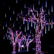 30 см 8 трубок Метеоритный дождь Дождь трубка снегопад светодиодный светильник на День святого Валентина праздник сад Декор Рождественский светильник s НАРУЖНЫЕ струны 220 В