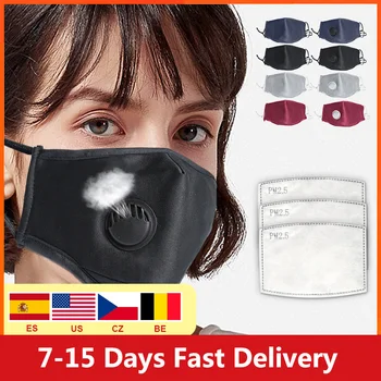 

USA Fast Shipping Washable Dustproof Cotton PM2.5 Mask Anti-fog Mask Filter Reusable Mask With Breathing Valve Activated Filter