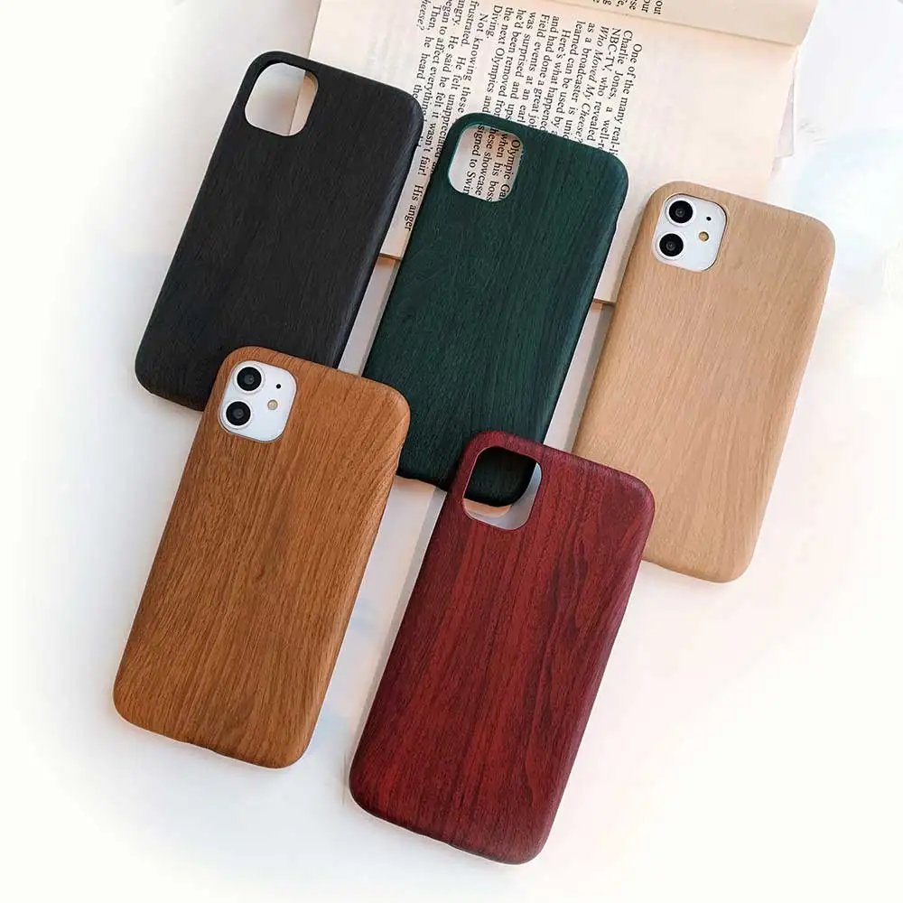 

Luxury PU leather Case Cover For Iphone 11 Pro Max 6 6S 7 7plus 8 Plus Wood Grain Green Soft Phone Cases For Iphone XS Max XR X