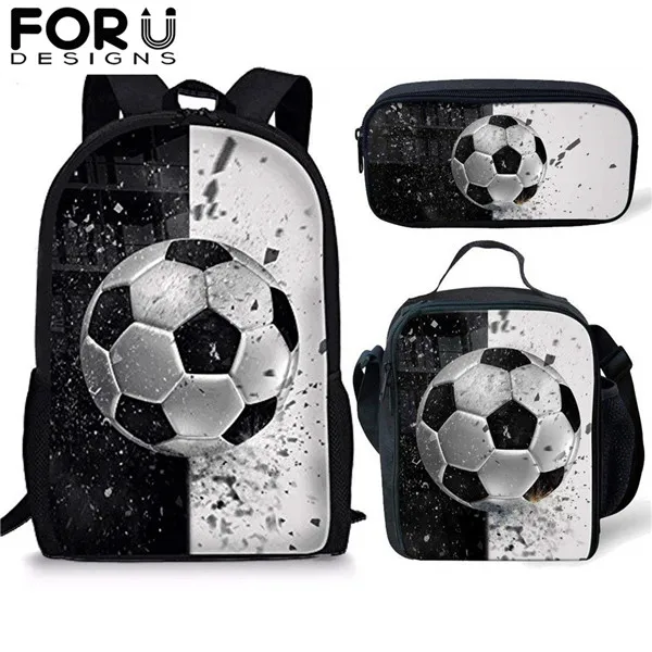 FORYDESIGN для мальчиков школьные ранцы 3 шт./компл. для 3D воды Футбол печати детей большого размера Ёмкость плеча Stachel холст школьный рюкзак Mochila - Цвет: CC2378CGK