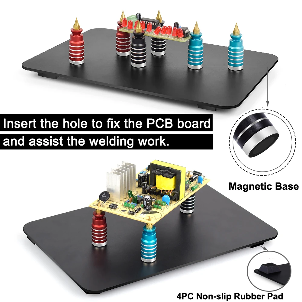 Magnetic Base PCB Board Fixing Clip Holder circuit board fixture soldering tool soldering station soldering helping hands welding tool NEWACALOX Soldering Station Welding Assistant Flexible Arm Solder Third Hand Tool