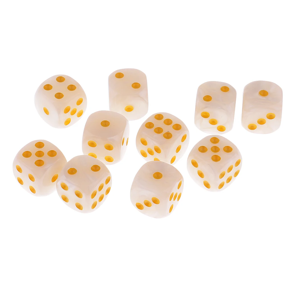 10pcs Plastic 6 Sided Spot Dice D6 Dices for Party Bar Table Board Game Accessory