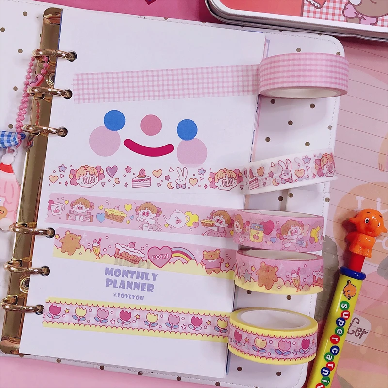 Kawaii Корейская INS милая розовая сетка для скрапбукинга клейкая лента DIY Дневник