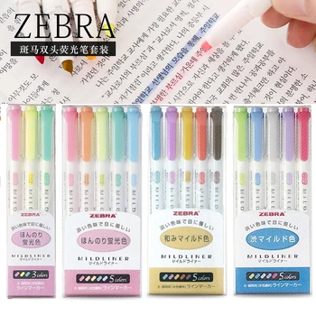 

5Pcs/Set Zebra Mildliner Pen Mild Liner Double Headed Highlight Pen Drawing Marker Pens Scribble Stationery