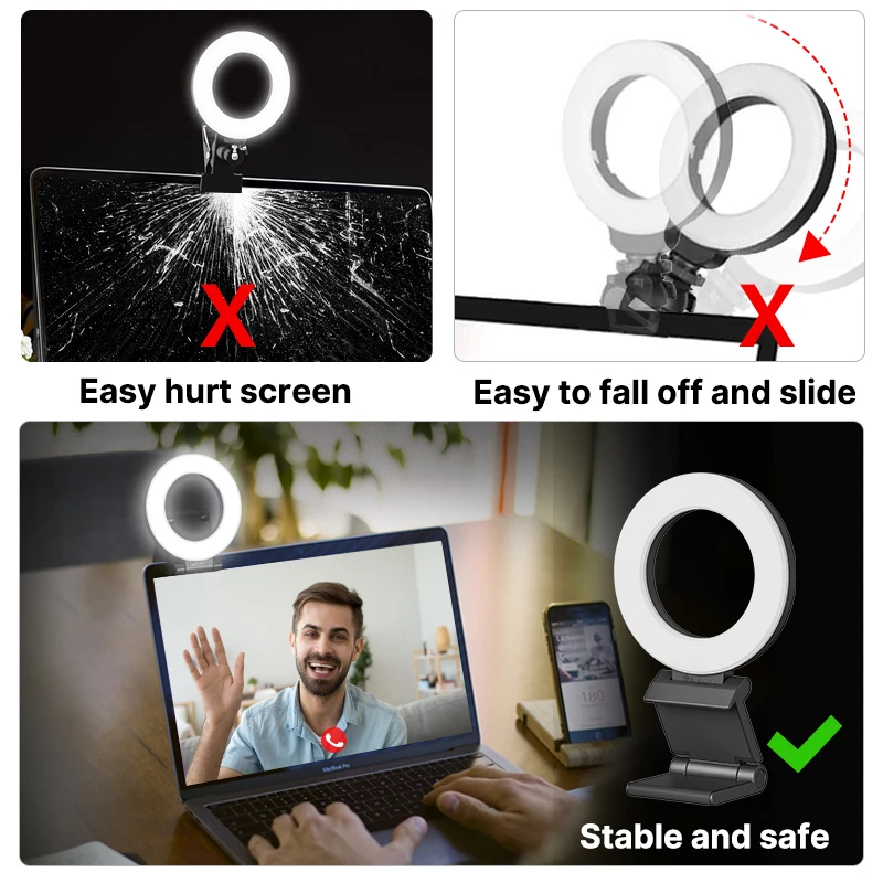 Illuminazione a LED con luce ad anello da 16CM con Clip sul Computer  portatile per videoconferenze Zoom Webcam Chat Live Streaming  -  AliExpress