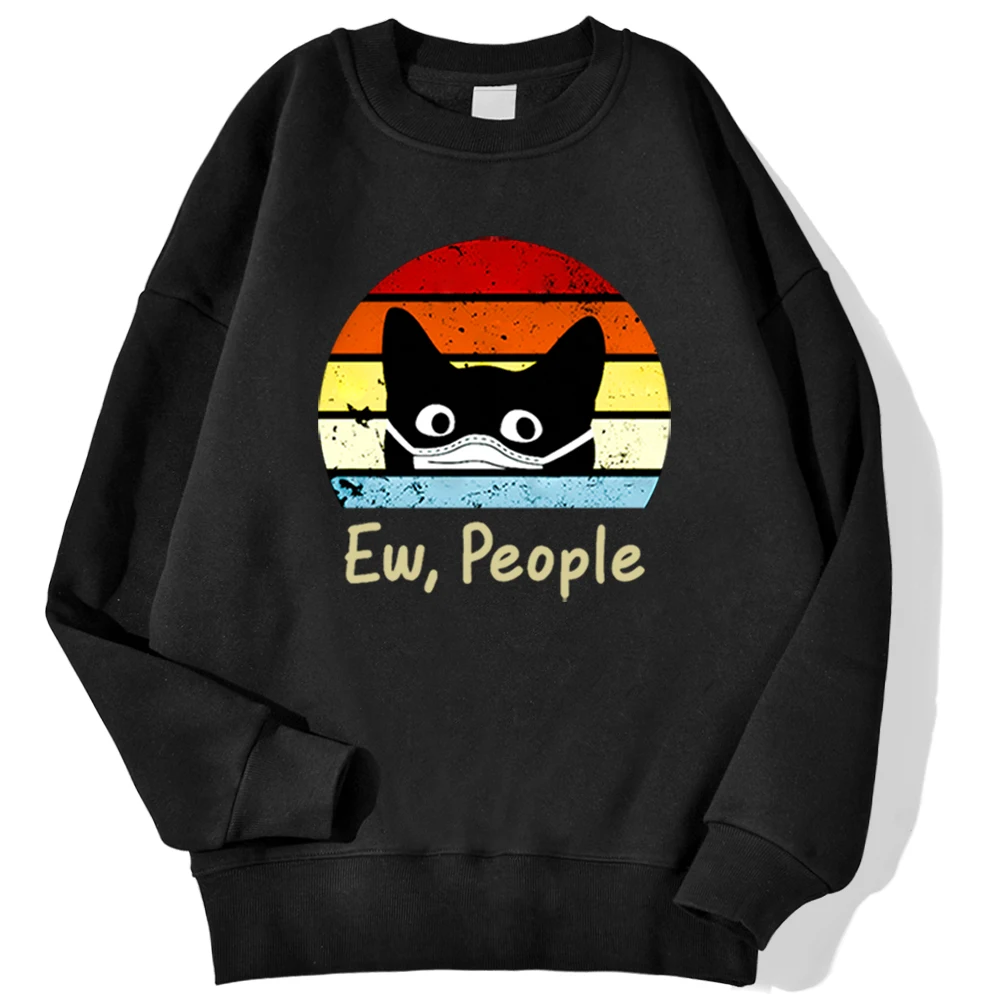 

Ew People Black Cat Mask Printing Hoodys Men Cartoons Harajuku Streetwears Autumn Fashion Casual Sportswear O-Neck Fleece Jacket