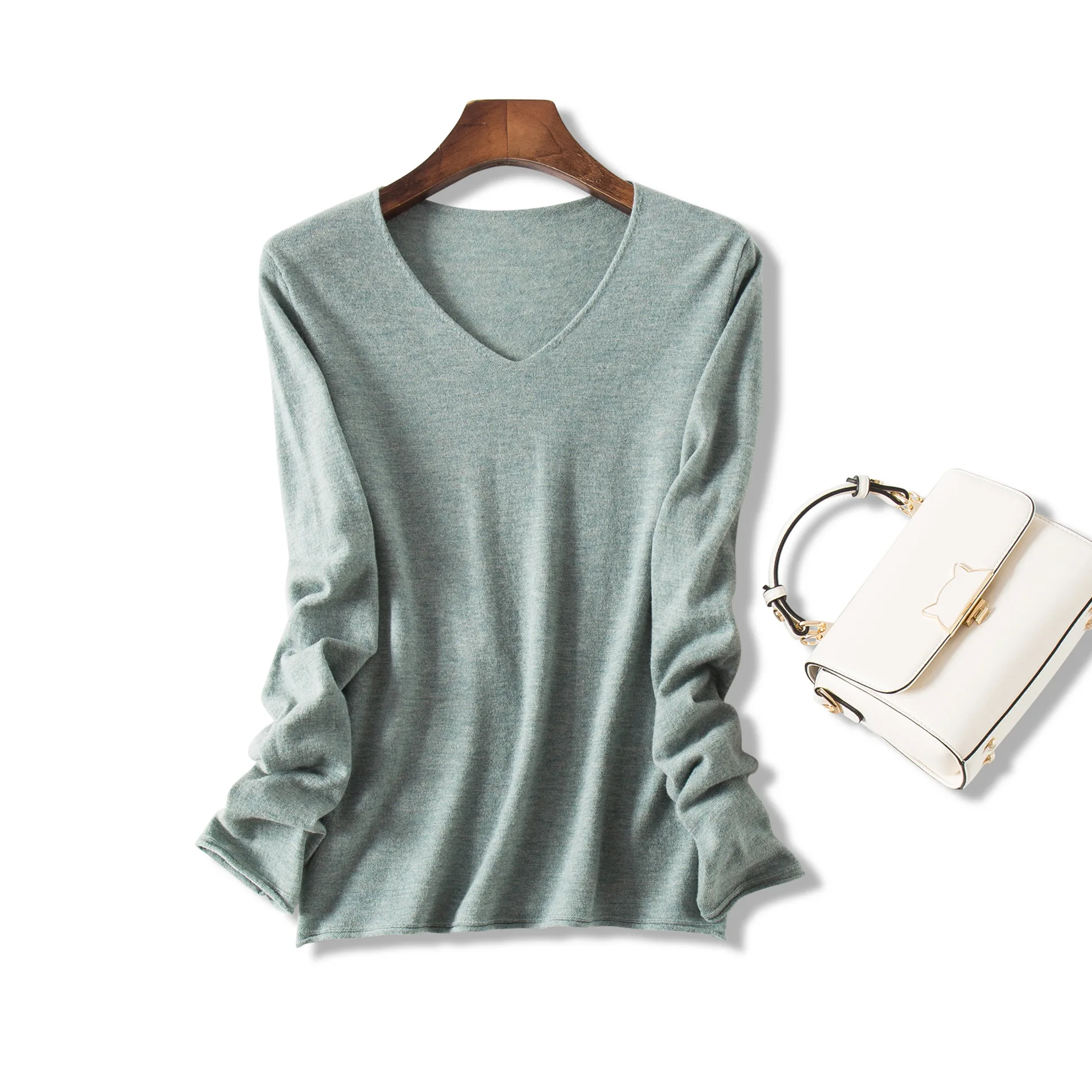 

2019 Fall Winter Candy Knit Jumper Women 100% Wool Sweater Soft Stretch OL Render Knit Pullover Knitwear S-L