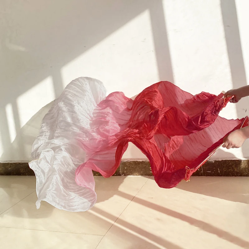 

100% Real Silk Fans 1 Pair Belly Dance Silk Fans Classic Size Bamboo Ribs Silk Fans Dance Performance Props Customized Wholesale