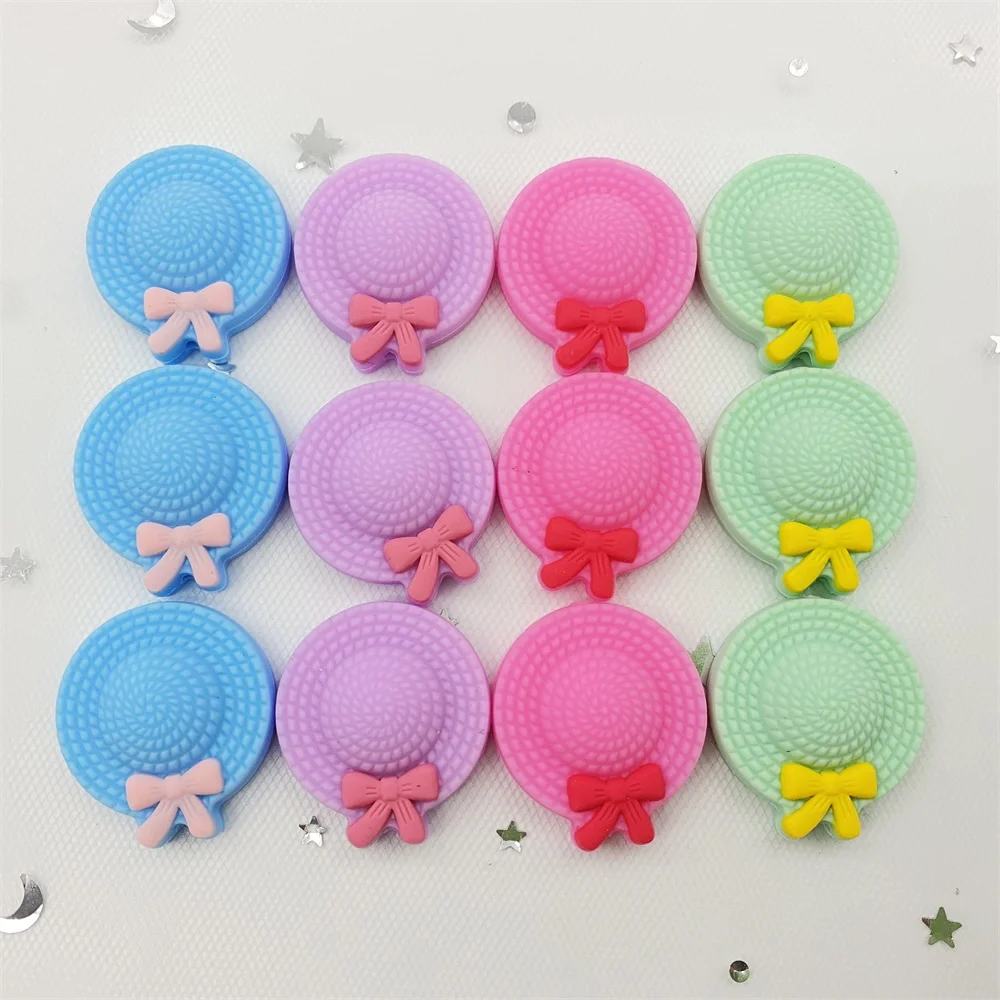 Baby Teething Items luxury 5PCs Sun hat beads silicone beads for DIY Cute Cartoon Hats Bow Patchwork Baby Necklace Teether Mini Girls toys gift Baby Teething Items medium