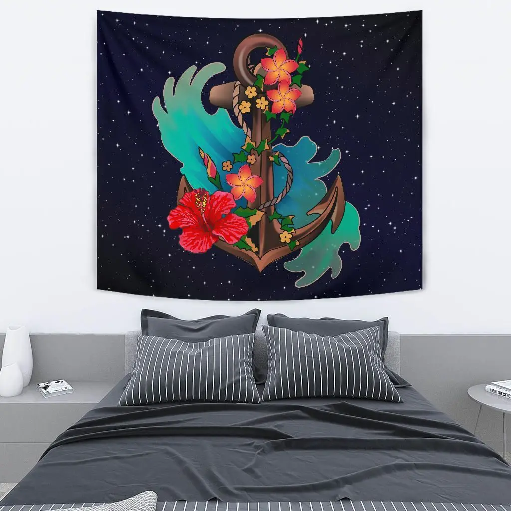 Alohawall Tapestry 3D Printed Anchor Galaxy Samoa Hibiscus Tapestries Rectangular Home Decor Living Room DIY Wall Hanging | Дом и сад