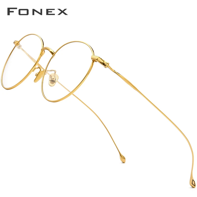 FONEX мужские очки из чистого титана Ретро стиль круглые для близорукости