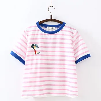 

T-shirt students' loose fitting cartoon design fresh leisure and regular bottoming shirt round neck summer tops for women 2020