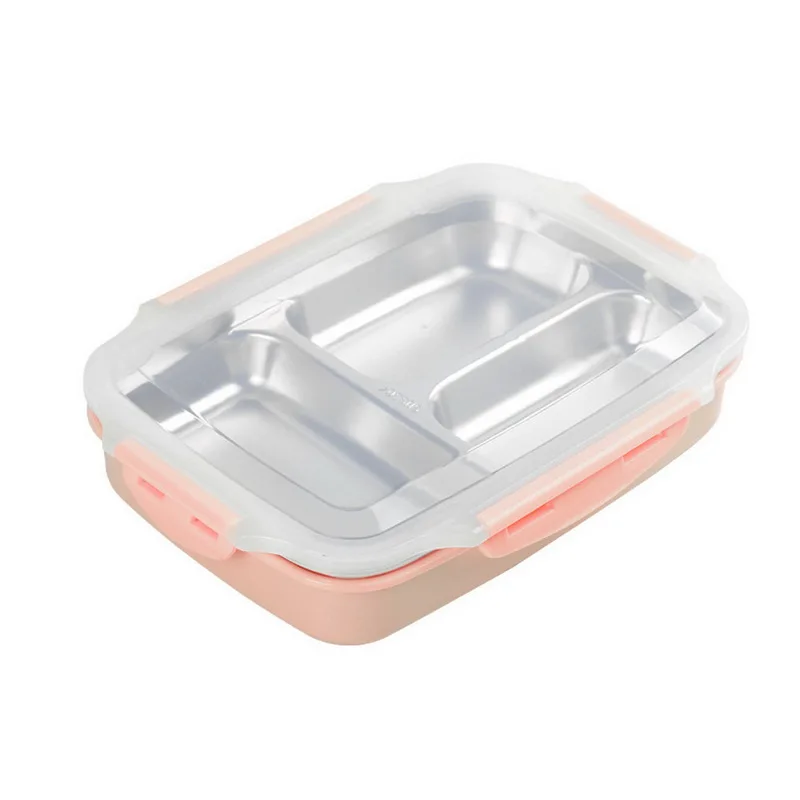 3 отсека ланч бокс Microwavable термальная Bento коробка из нержавеющей стали Портативный для пикника офиса школы еды контейнер - Цвет: B