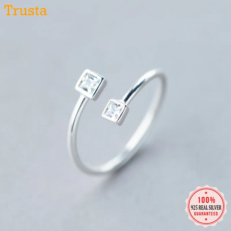 Trustdavis 100% чистое серебро 925 пробы квадратное кольцо с фианитами для коктейлей