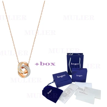 

MULIER 2019 SWA New Original Genuine FURTHER Is Running Double-Ring Clavicle Chain Pendant High Quality To Lovers Gifts 5240525
