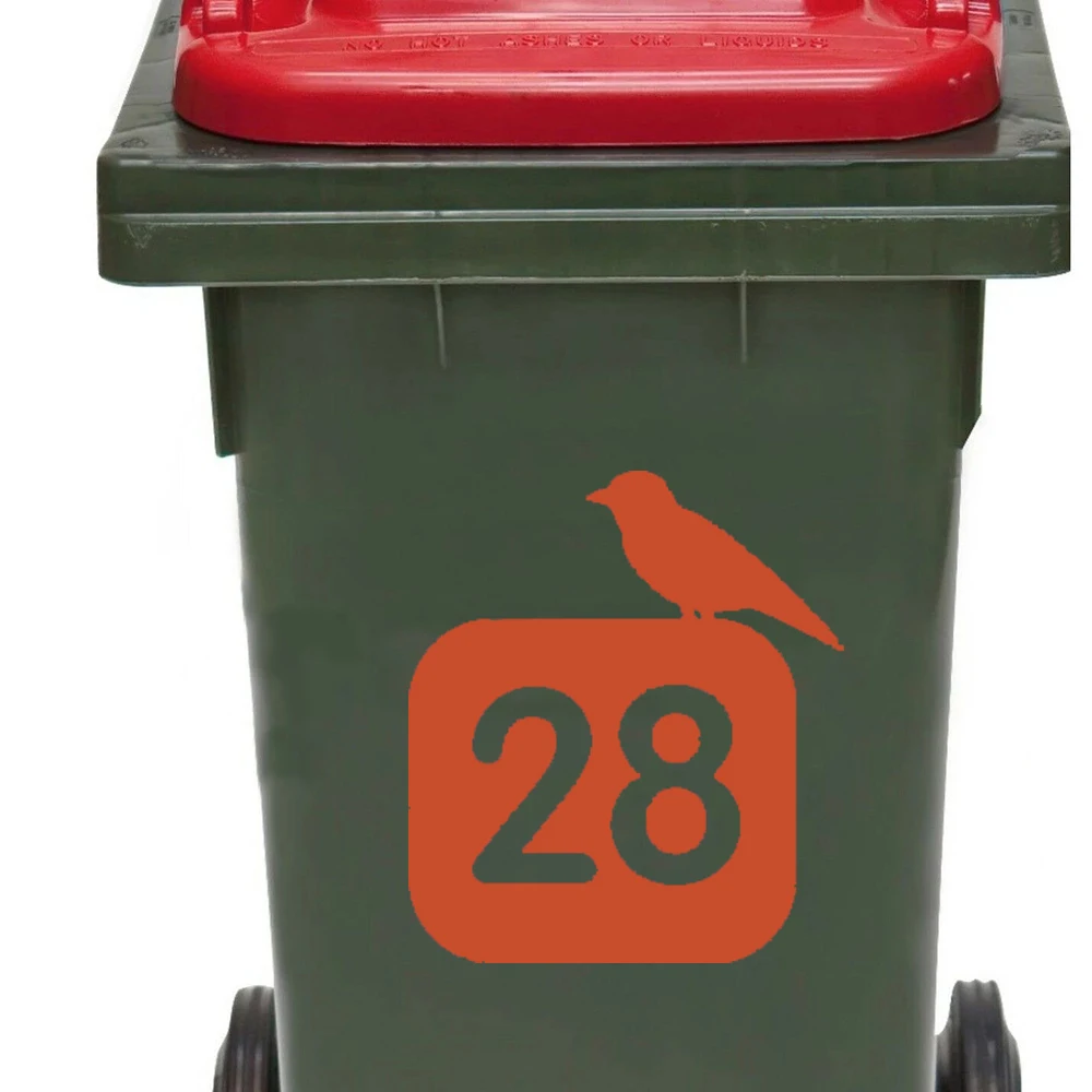 DecalsCustomStreetNumberBirdTrashCanRubbishBinStickers