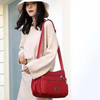 

Travel Casual Crossbody Bag Women Fashion High-quality High-capacity Soft Surface Waterproof Nylon Zip Shoulder Messenger Bag