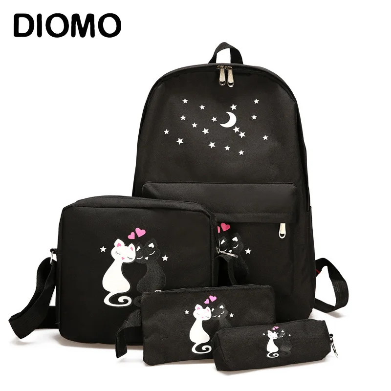 Школьный рюкзак DIOMO набор из четырех предметов для девочек подростков парусины